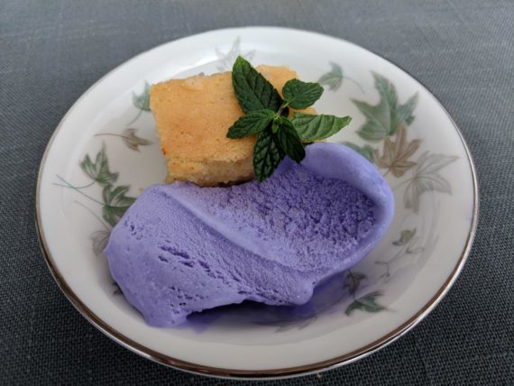 Lilikoi Butter Mochi With Sweet Potato Coconut Ice Cream