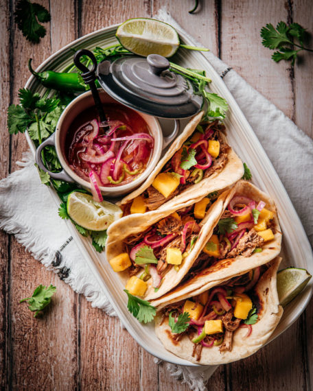 Polynesian Pulled Pork Tacos with Lilikoi Chili Pepper Hot Sauce by Rochelle at www.davinehawaii.com