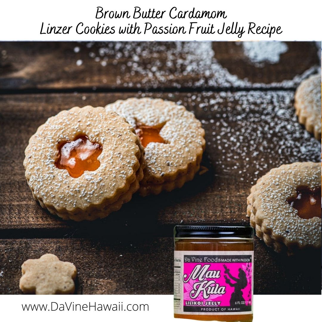 Brown Butter Cardamom Linzer Cookies with Passion Fruit Jelly by Rochelle for www.davinehawaii.com