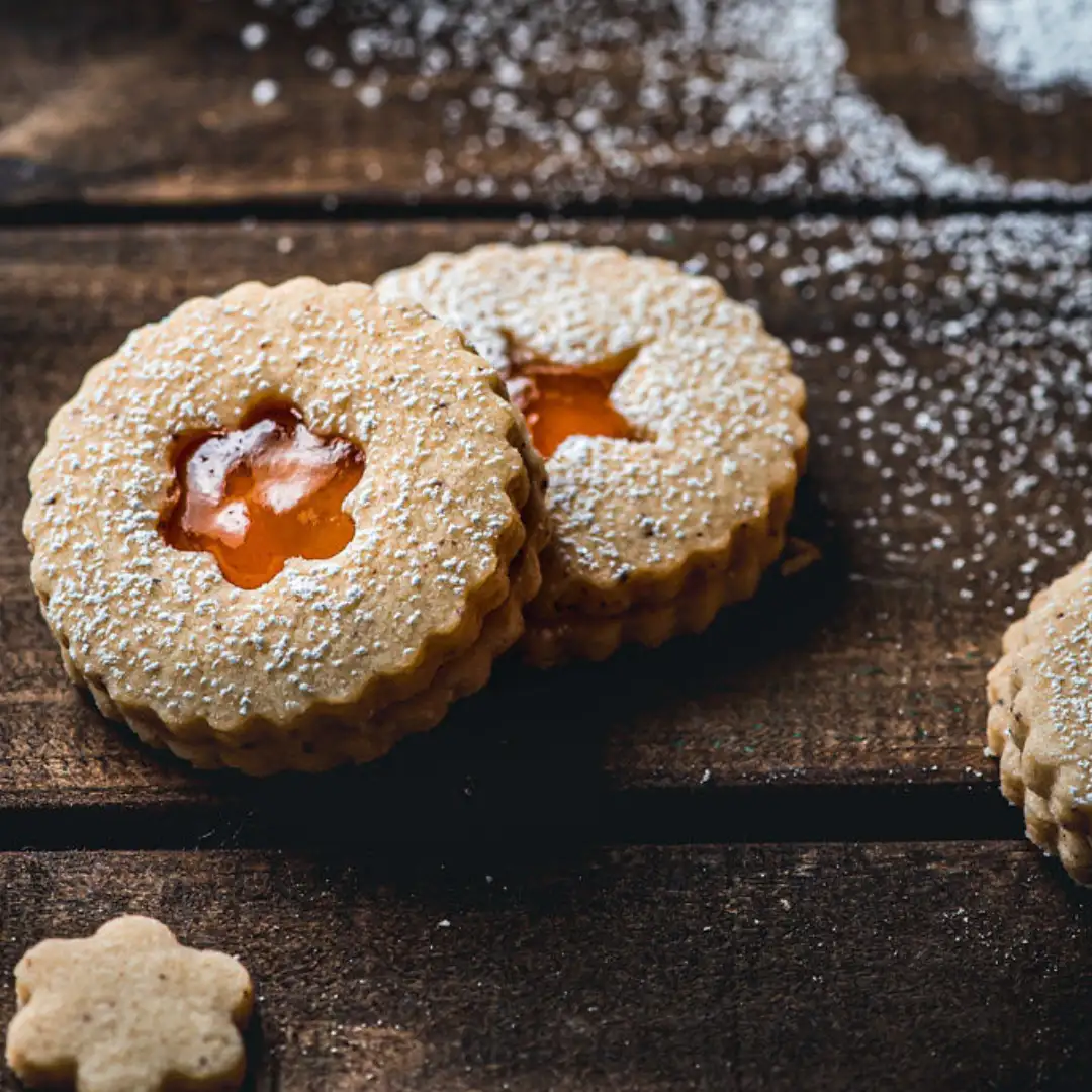 Brown Butter Cardamom Linzer Cookies With Passion Fruit Jelly