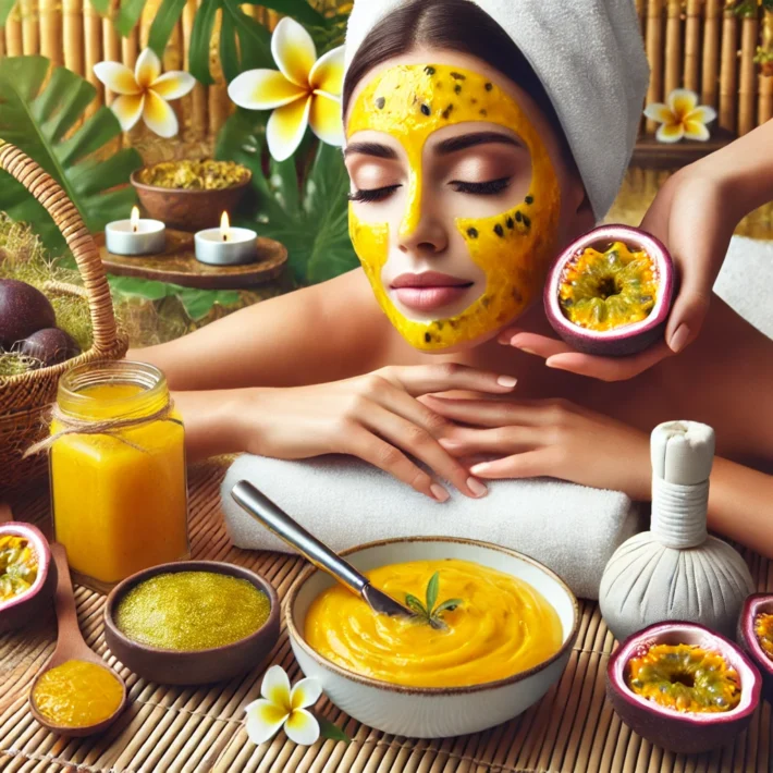 Woman receiving Beauty Treatments Using Passion Fruit Puree at a day spa